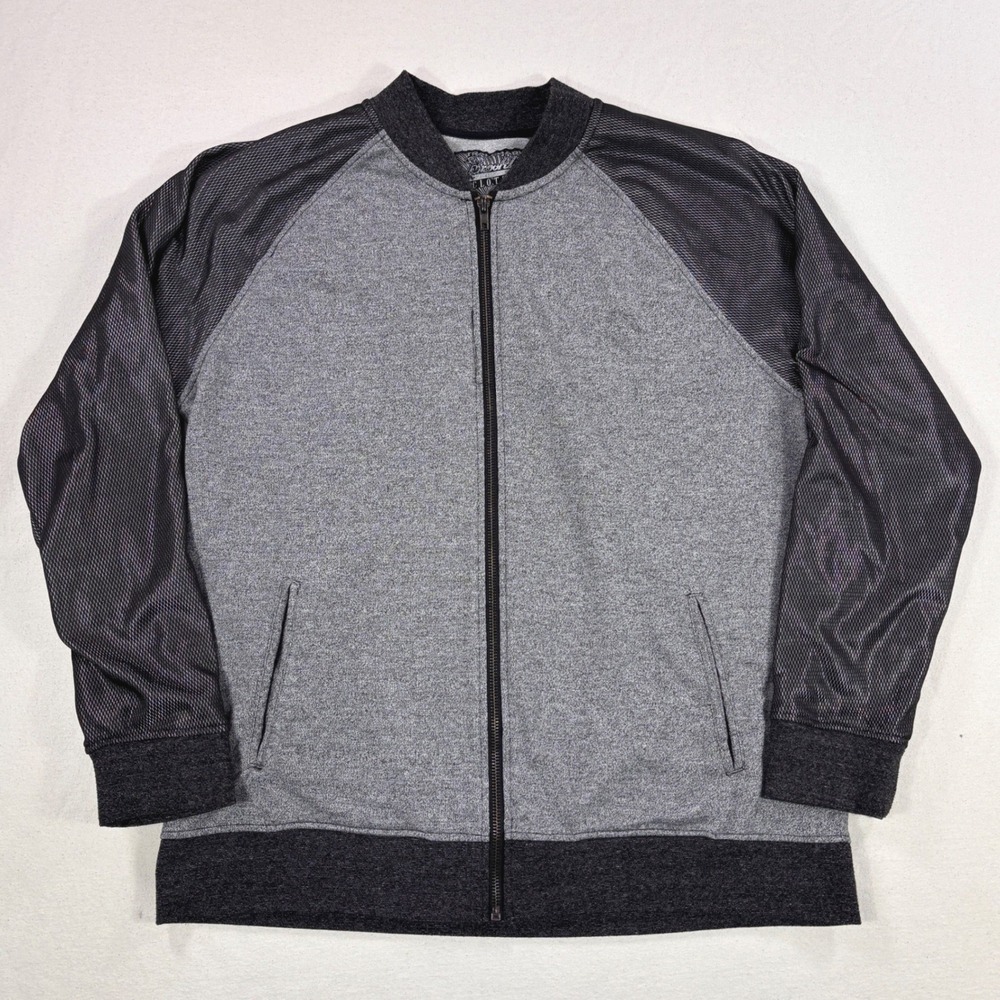 Brooklyn Cloth Mens XL Bomber Jacket Grey Black Full Zip Mixed Media Raglan XL